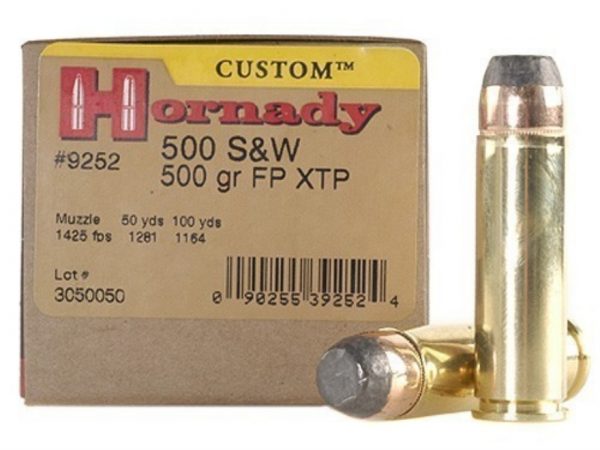 Hornady Custom Ammunition 500 S&W Magnum 500 Grain XTP Jacketed Flat Nose Box of 20