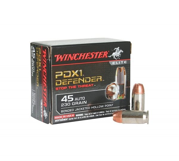 Winchester .45ACP PDX Defender Bonded JHP 230 Gr Box of 20