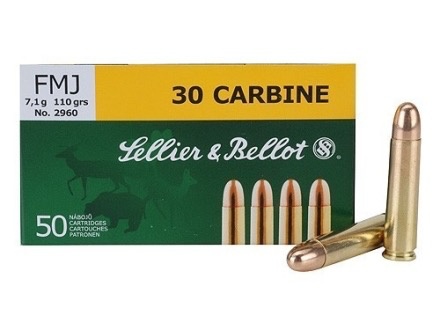 SELLIER AND BELLOT 30 CARBINE 110GR FMJ BOX OF 50 ROUNDS