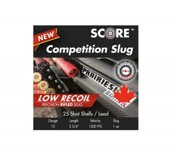 Score Low Recoil Rifled Slug 12 Ga 2 3/4″ 1 oz Box of 25