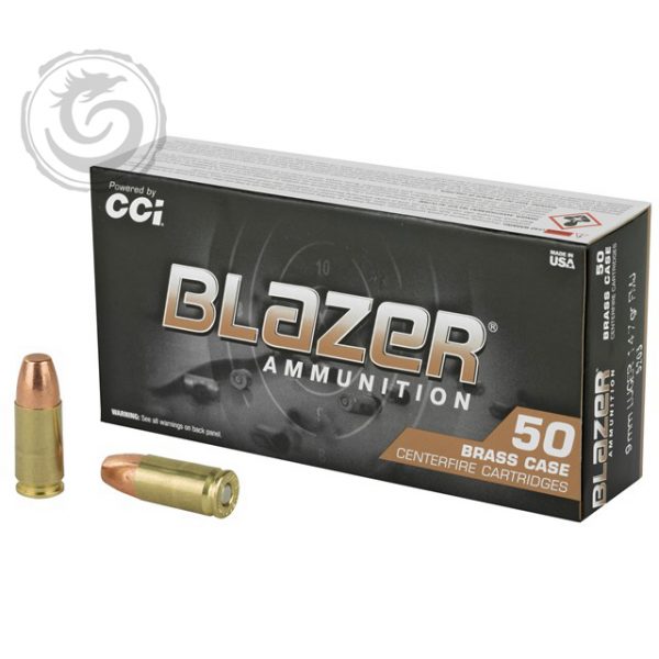 Blazer Brass 9mm Handgun Ammo (147grs. FMJ) 50rds #5203 CCI 5203