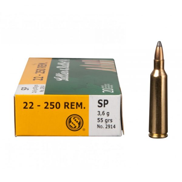 SELLIER AND BELLOT 22-250 REM 55GR SP BOX OF 20 ROUNDS