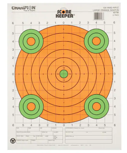 Champion Score Keeper 100 Yard Sight-In Rifle Targets 14 x 18 Paper Champion Score Keeper 100 Yard Sight-In Rifle Targets 14 x 18 Paper
