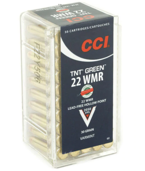 CCI Varmint TNT Green 22 WMR 30 GR Hollow Point 50 Rounds CCI-0060