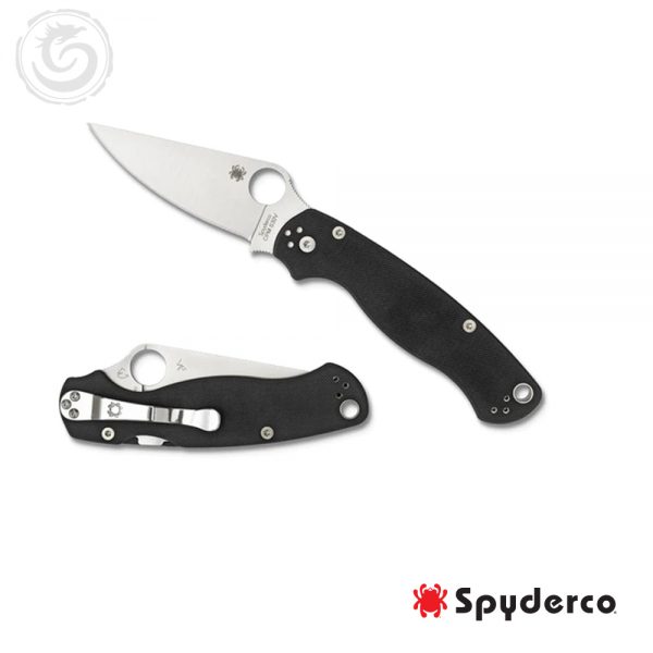 Spyderco Paramilitary 2 Folding Knife 3.42" CPM-S45VN Satin Plain Blade, Black G10 Handles, Compression Lock - C81GP2 C81GP2