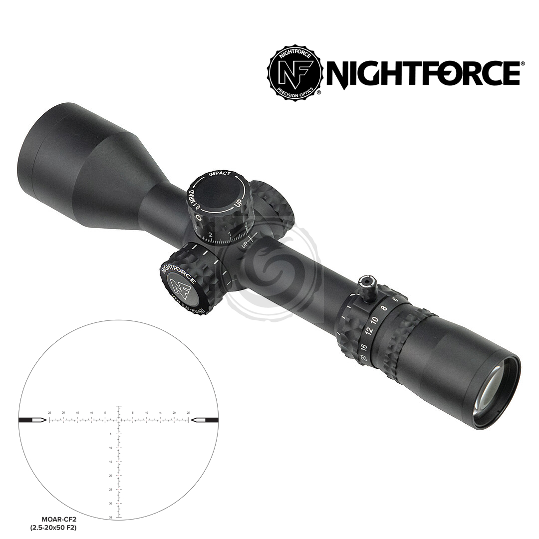 Nightforce NX8 2.5-20x50 F2 MOAR-CF .1 Mil-Radian Riflescope
