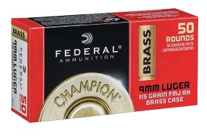 Federal 9mm Champion Brass Case 115 Gr FMJ Ammunition Box of 50 — Go Tenda