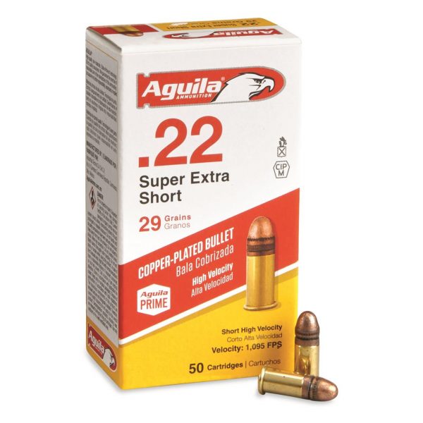 Aguila Standard High Velocity 22 Short 29 gr Copper-Plated Solid Point Box of 50