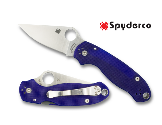 Spyderco Para 3 Folding Knife 3" S110V Satin Plain Blade, Blurple G10 Handles (Paramilitary 3), Compression Lock - C223GPDBL Spyderco C223GPDBL