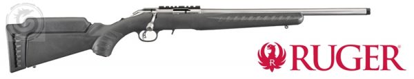 Ruger American Rimfire Bolt Action Rifle - 22 LR, 18", 1:16", Stainless Steel, Synthetic Stock, 10rds, Threaded Muzzle 1/2"-28, Adjustable Trigger, One-Piece Scope Rail Ruger 8351