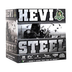 HEVI-SHOT 28 GA, 2-3/4″, 5/8 oz #4 HEVI-STEEL BOX OF 25