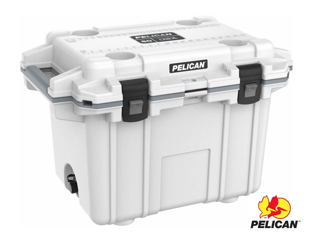 Pelican 50QT Elite Cooler Extreme Ice Retention White And Gray