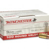Winchester USA 9mm Ammunition 115 Gr FMJ Box of 100
