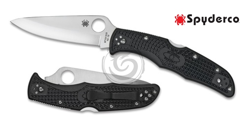 Spyderco Endura 4 Folding Knife 3.75" Plain Blade, Black FRN Handles, Lockback - C10PBK Spyderco C10PBK