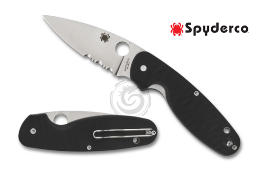 Spyderco Emphasis Folding Knife 3.61" Satin Combo Blade, Black G10 Handles, Liner Lock - C245GPS C245GPS