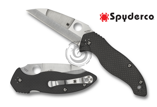 Spyderco Kelly McCann Canis Folding Knife 3.36" S30V Satin Plain Blade, Peel-Ply Carbon Fiber/G10 Laminate Handles, Compression Lock - C248CFP C248CFP