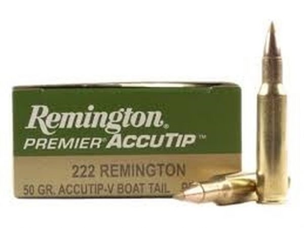 Remington Premier 222 Rem 50Gr Accutip-V Boat Tail Box of 20