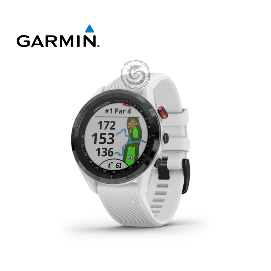 Garmin Approach S62 Black Ceramic Bezel with White Silicone Band