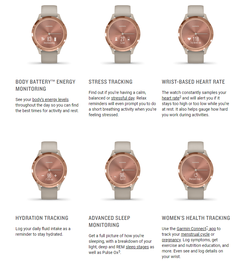 Garmin vívomove 3S Rose Gold Stainless Steel Bezel with Navy Case