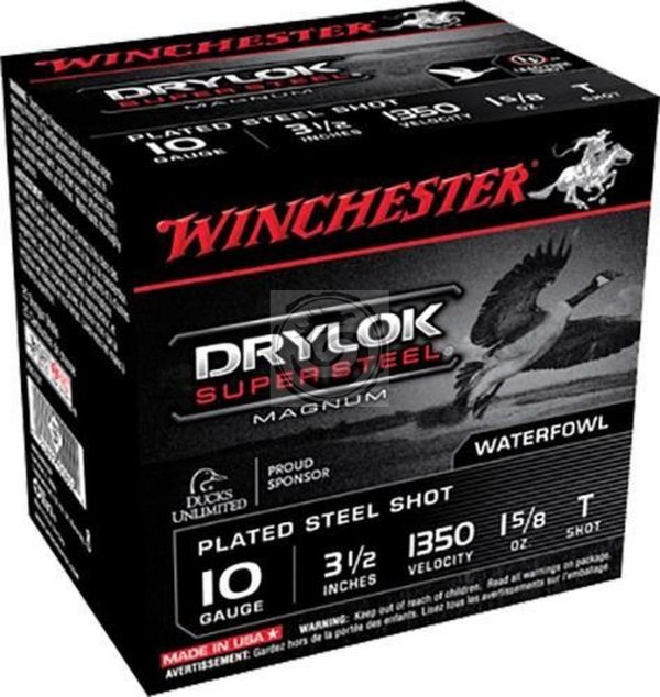 Winchester Drylok 10 Ga 3-1/2″ Super Steel 1-5/8oz T Shot Box of 25