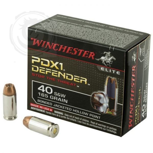 Winchester Defender 40 S&W Bonded JHP 165 Gr Box of 20