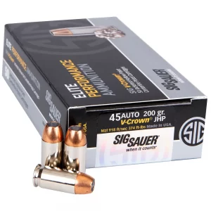 Sig Sauer Elite V-Crown 45 ACP 200 Gr JHP Ammunition Box of 50 — Go Tenda