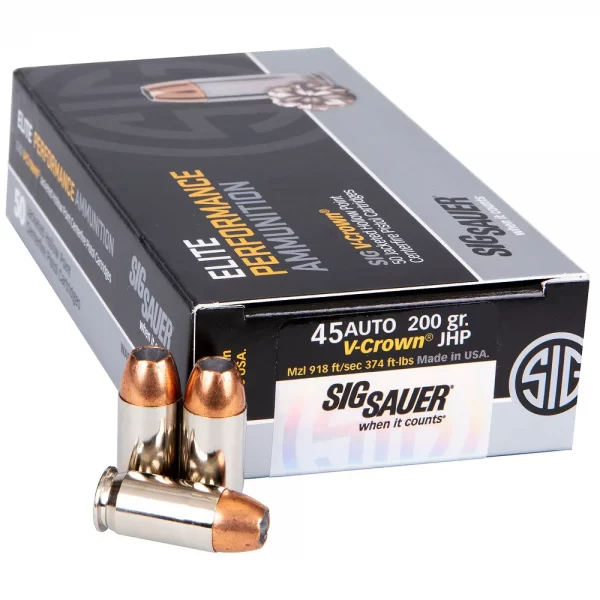 Sig Sauer Elite V-Crown 45ACP 200GR JHP Ammunition Box of 50