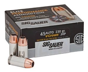 Sig Sauer Elite V-Crown 45ACP 230GR JHP Ammunition Box of 50 — Go Tenda
