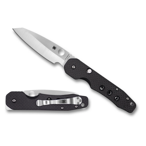 Spyderco Kevin Smock Folding Knife 3.45" S30V Satin Plain Blade, Carbon Fiber/G10 Laminate Handles, Compression Lock - C240CFP Spyderco C240CFP