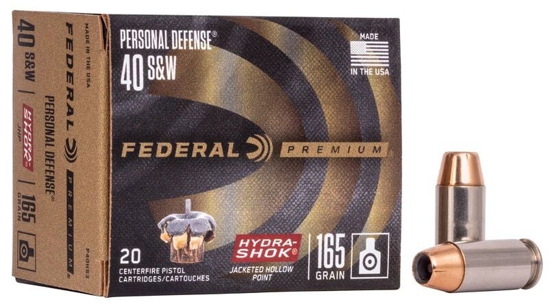 Federal Premium PD 40 S&W Hydra-Shok JHP 165Gr, Box of 20