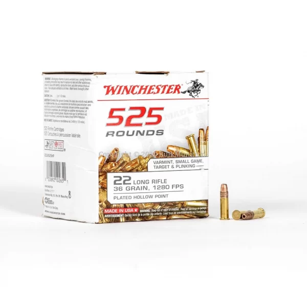 Winchester-USA-22LR525HP-22-Long-Rifle-36-Grain-Plated-Hollow-Point-Box-Front Winchester-USA-22LR525HP-22-Long-Rifle-36-Grain-Plated-Hollow-Point-Box-Front