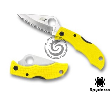 Spyderco Ladybug 3 Salt Folding Knife 1.94" Satin Serrated Blade, Yellow FRN Handles, Lockback - LYLS3 Spyderco LYLS3