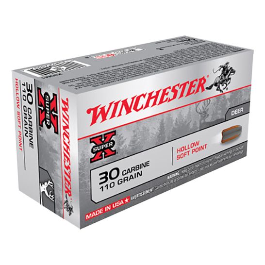 Winchester Super-X 30 Carbine 110 Gr Hollow Soft Point Box of 50