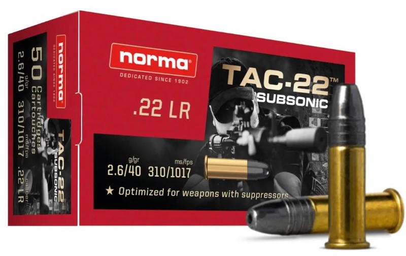 Norma 22LR TAC-22 Subsonic 40Gr LHP Box of 50