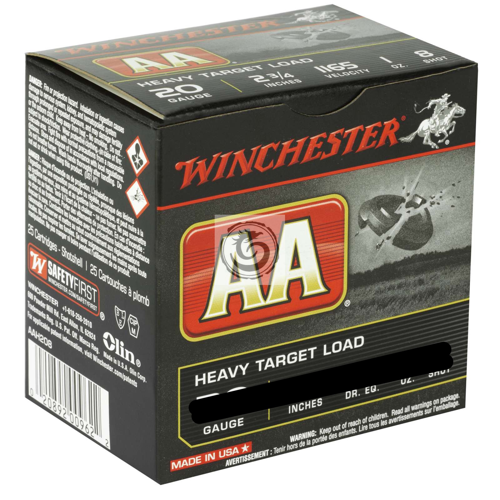 Winchester AA Target 20 Ga 2-3/4″,1 oz, #8 Shot Box of 25