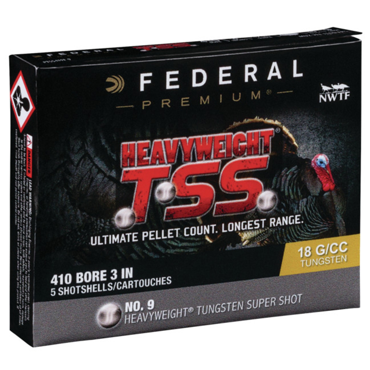 Federal Heavyweight TSS 410 Ga, 3″ #9 Tungsten Shot 13/16 Oz Box of 5