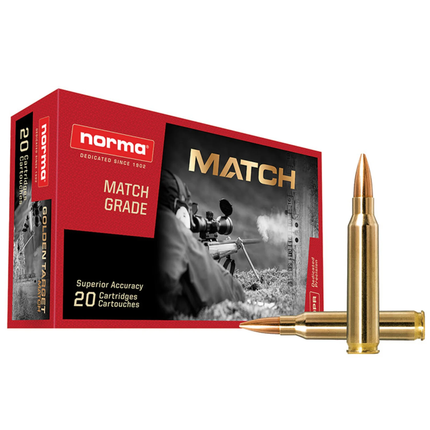 Norma Golden Target 338 Lapua Mag 250Gr BTHP Box of 20