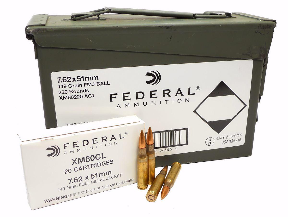 Federal XM80 7.62X51 Nato 149 Gr FMJ Ammo Can of 220