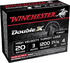 Winchester Double X 20 Ga Turkey Load 3″ Plated #4 Box of 10