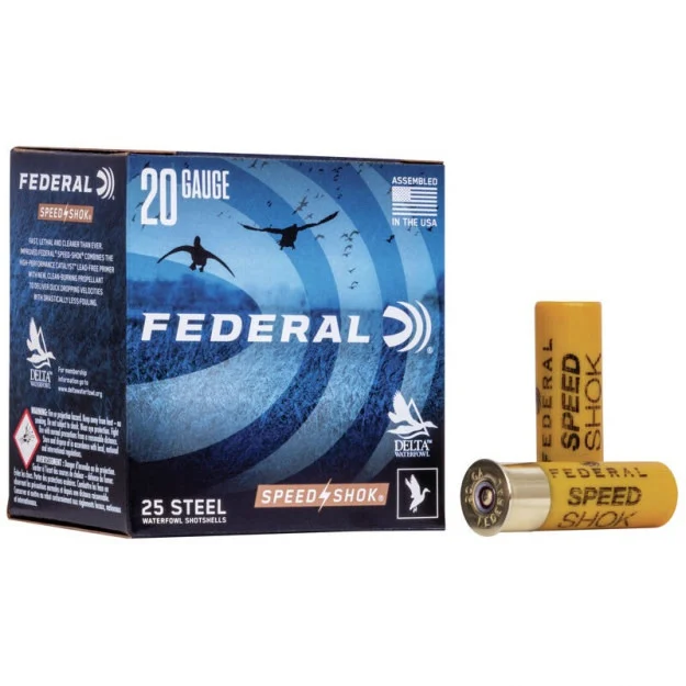 Federal Speed-Shok 20 Ga 2-3/4″, 3/4 oz #4 Steel Shot Box of 25 — Go Tenda