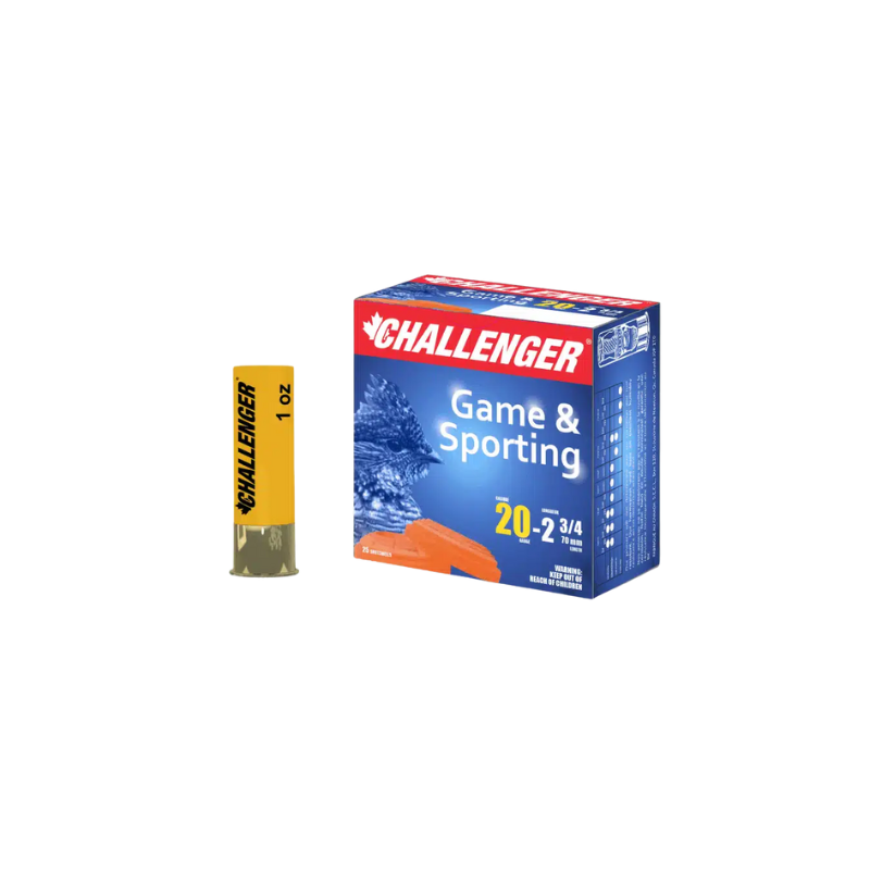 Challenger High Brass Magnum 20 Ga, 2-3/4", 1oz #4 Box of 25 » Tenda Canada