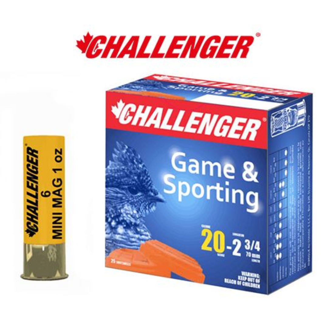 Challenger High Brass Magnum 20 Ga, 2-3/4", 1oz #6 Box of 25 » Tenda Canada