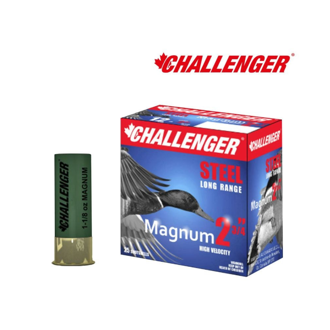 Challenger Steel Magnum 12 Ga, 2-3/4″, 1-1/8oz, #4 Box of 25 — Go Tenda