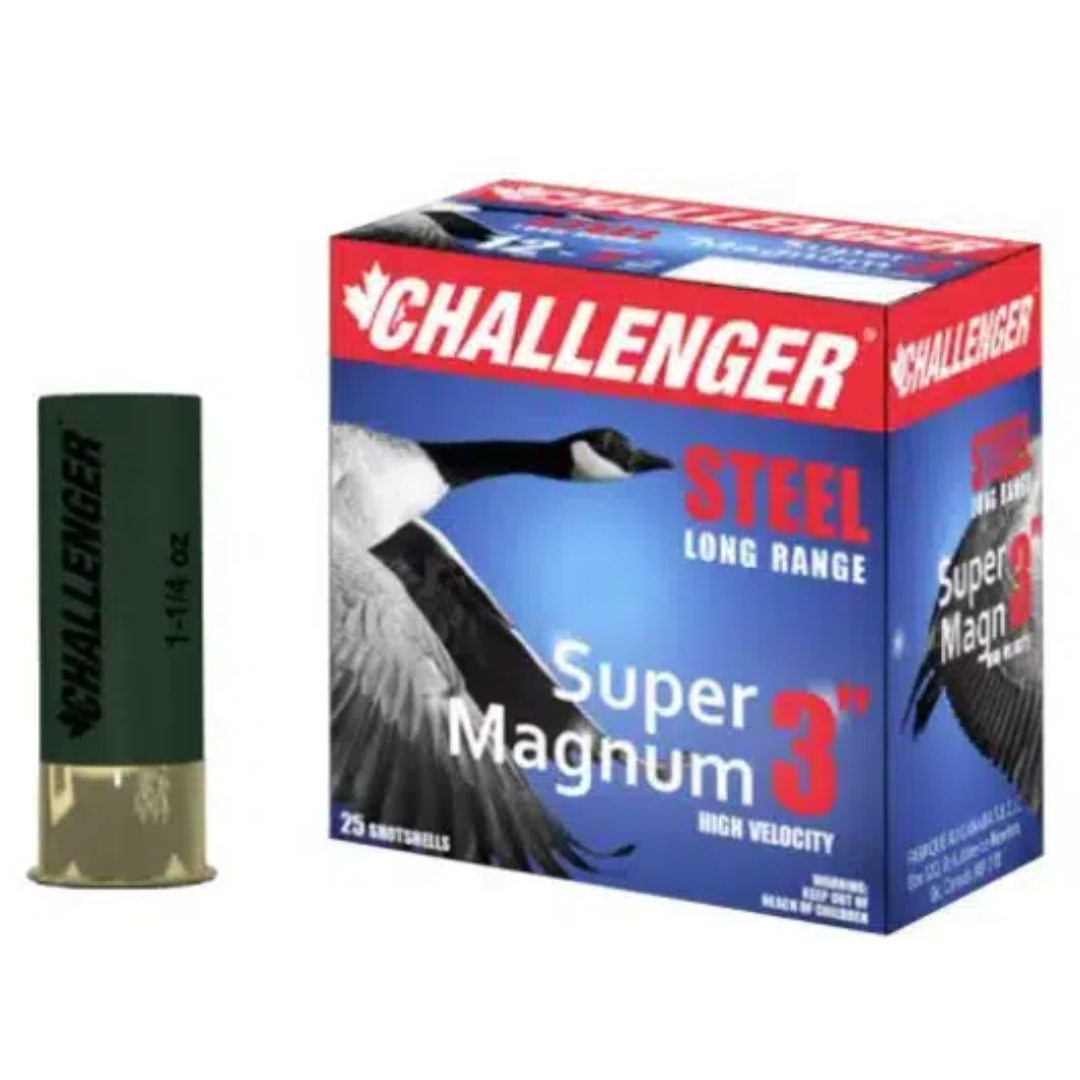 Challenger Steel Super Magnum 12 Ga, 3″, 1-1/4oz, #4 Box of 25 — Go Tenda