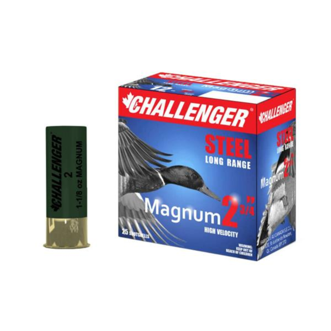 Challenger Steel Magnum 12 Ga, 2-3/4″, 1-1/8oz, #2 Box of 25 — Go Tenda