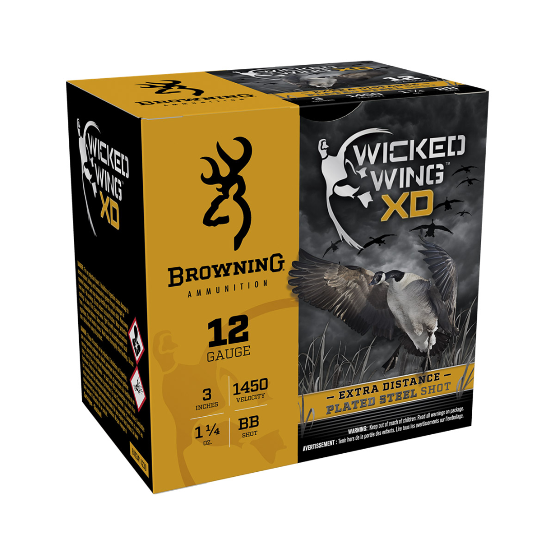 Browning Wicked Wing XD 12 Ga, 3″, 1-1/4 oz #BB Shot Box of 25 — Go Tenda