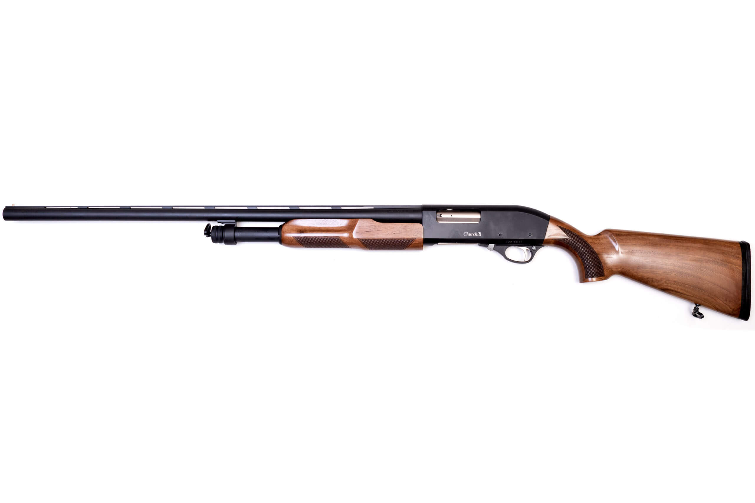 Churchill Pump 12 Ga 3”, Wood Stock (Left Hand) — Go Tenda