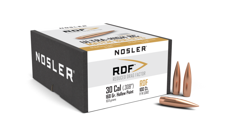 Nosler Match Grade 30 Cal (.308 Dia.) 168 Gr RDF HPBT Box of 100 — Go Tenda