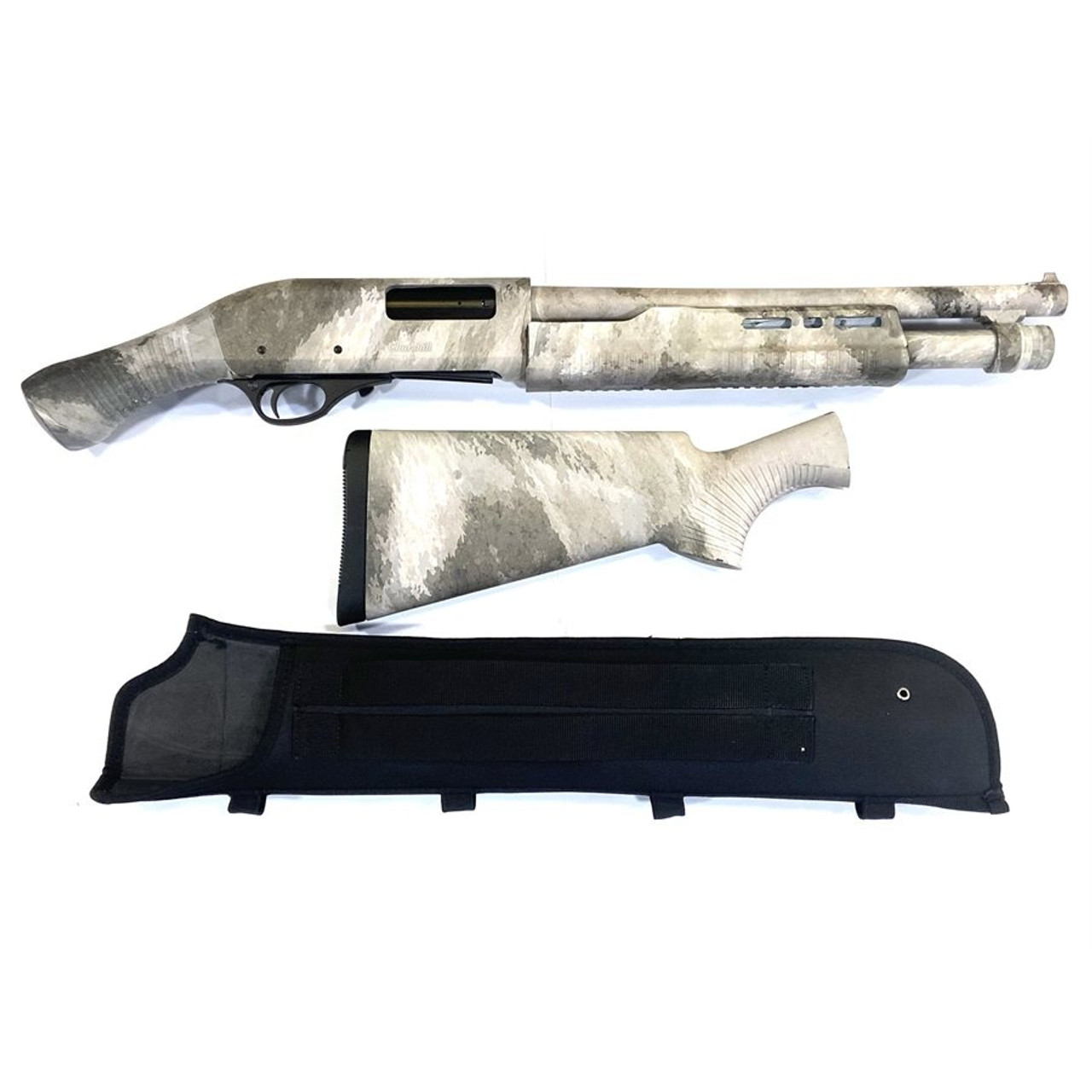 Churchill Shockwave Camo 12 Ga 15″ Barrel Pump Action Shotgun w/Scabbar — Go Tenda