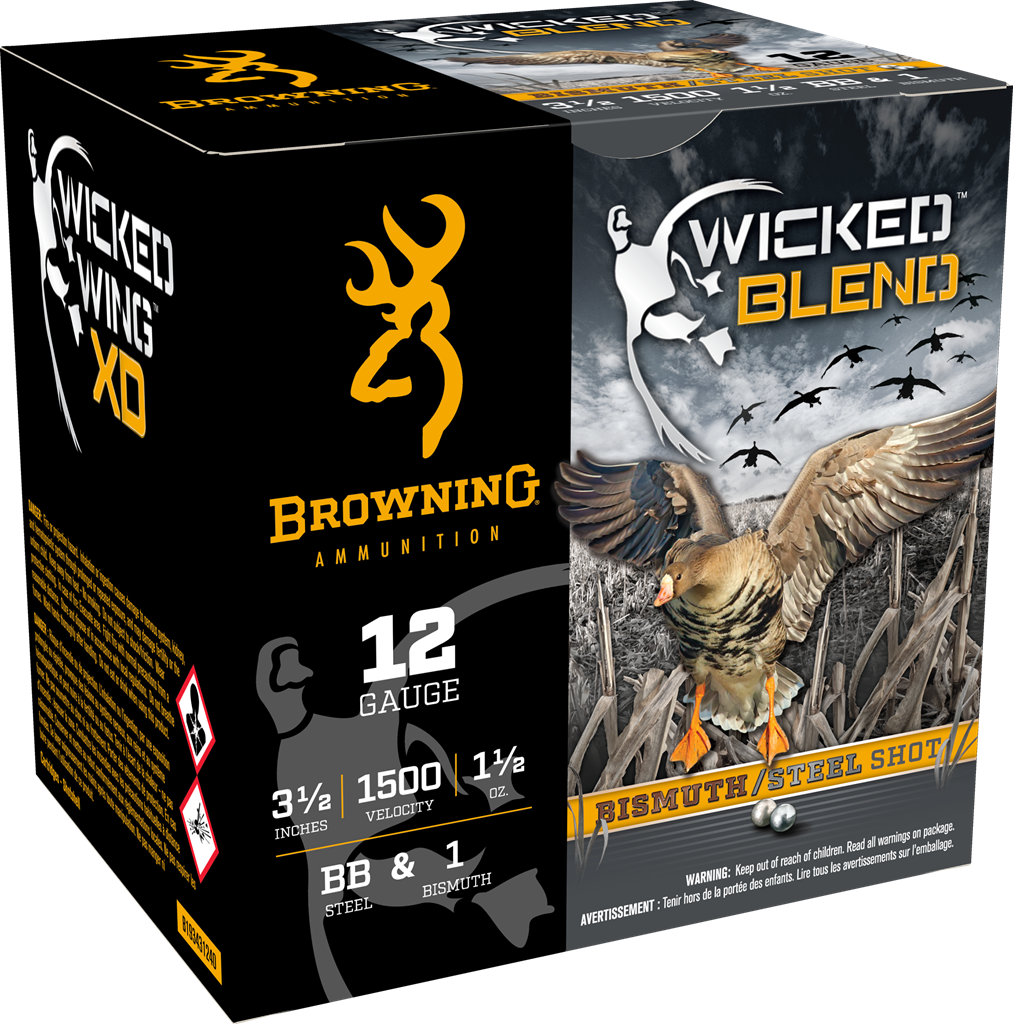 Browning Wicked Blend 12 Ga 3.5″ 1-1/2oz #BB & #1 Box of 25 — Go Tenda